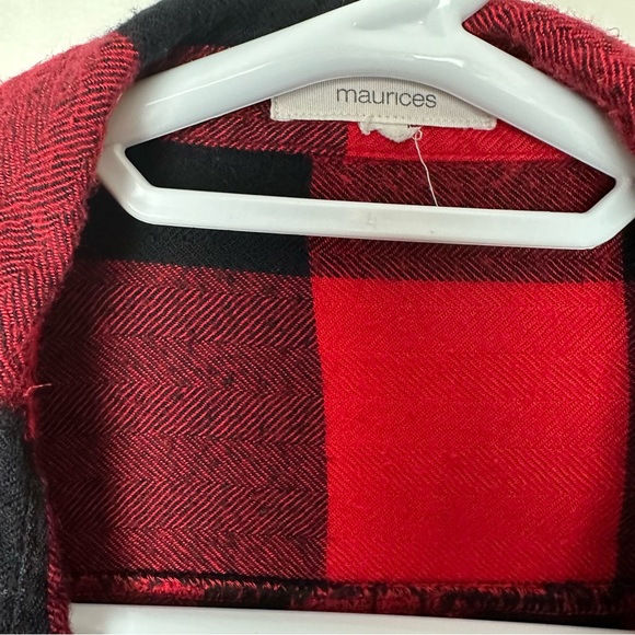 ❌SOLD❌Maurices Long Sleeve Plaid Shirt Women's sz XL Red Black Christmas - Picture 7 of 10